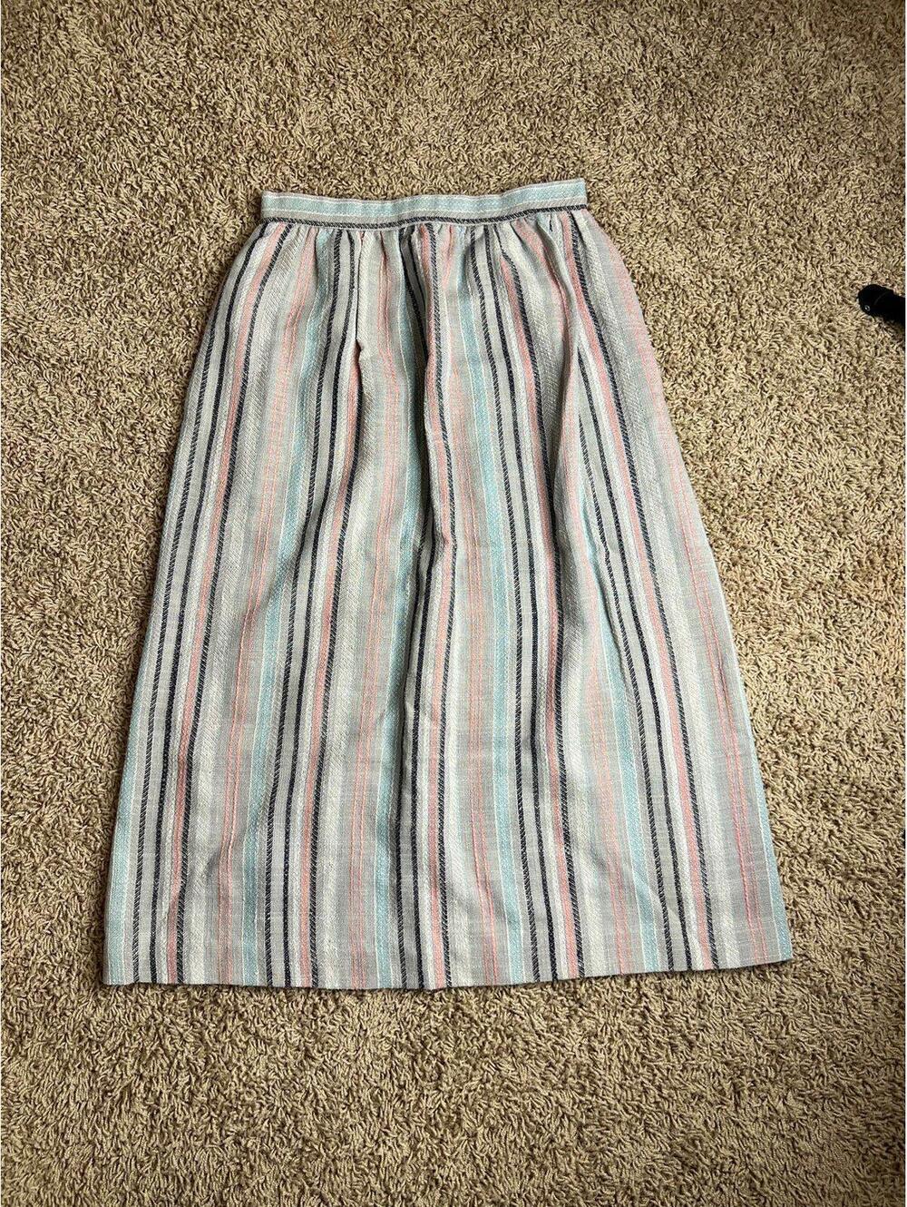 Vintage 80s Claude Striped Midi Skirt Size 7/8